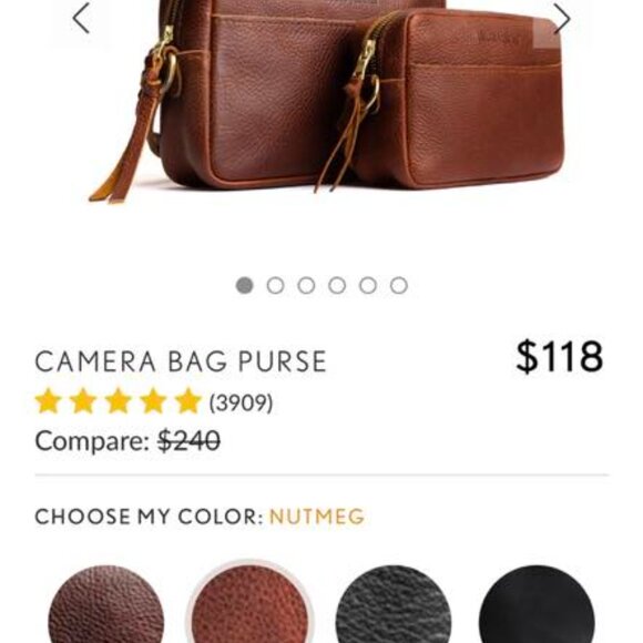 Portland Leather Goods Large Camera Bag Purse in Nutmeg - Picture 2 of 3